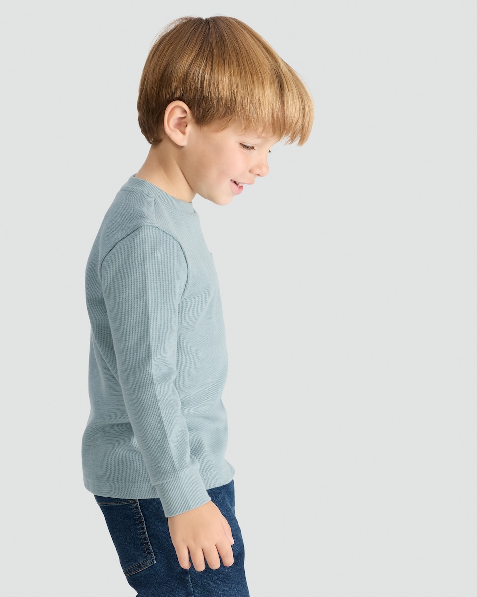 image 1 of F&F Boys 3-Pack Pure Cotton Waffle Long Sleeved Tops in Multi