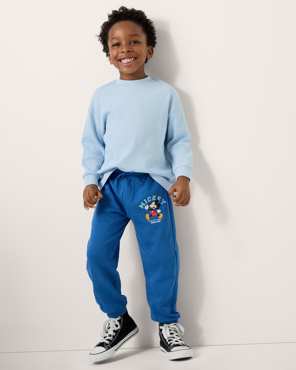 image 1 of Disney Mickey Mouse Cotton Rich Joggers in Blue