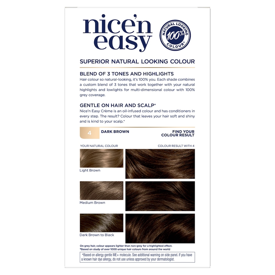 image 1 of Clairol Nice ‘N Easy Dark Brown 4 Hair Dye