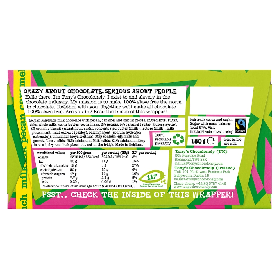 image 1 of Tonys Chocolonely Milk Pecan Caramel Crunch 180g