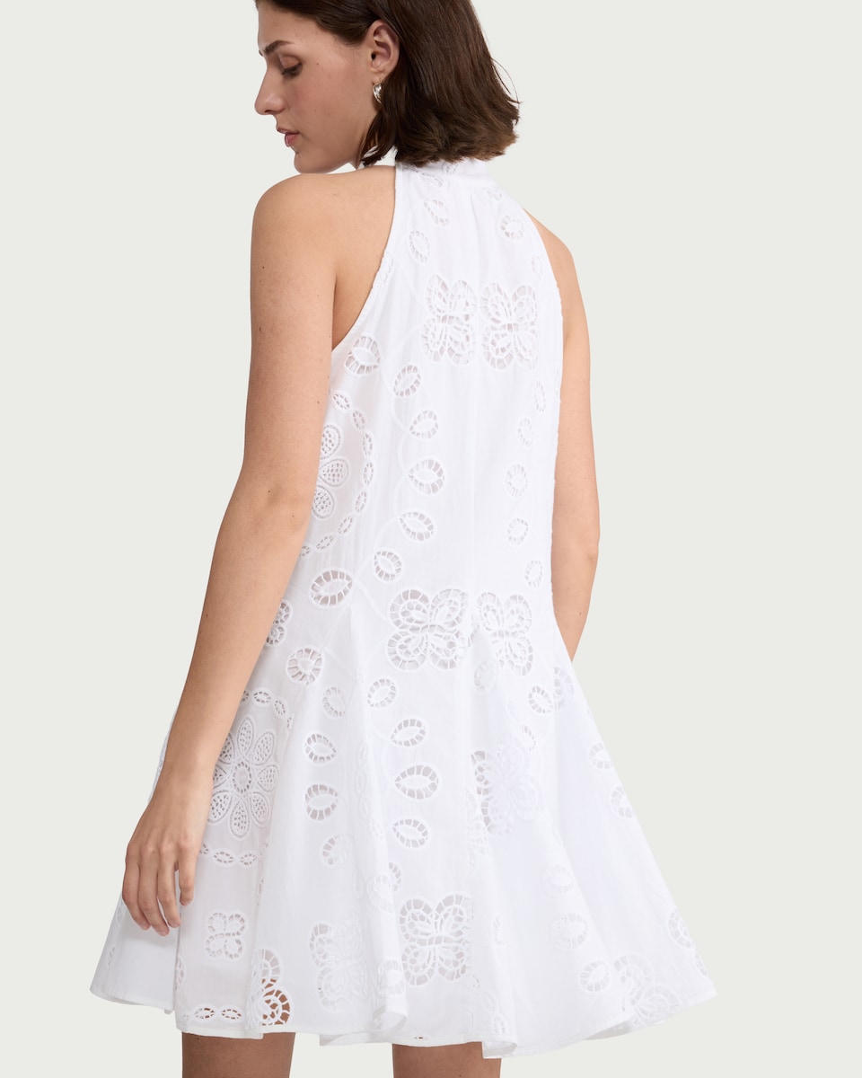 image 1 of F&F Pure Cotton Embroidered Mini Dress in White