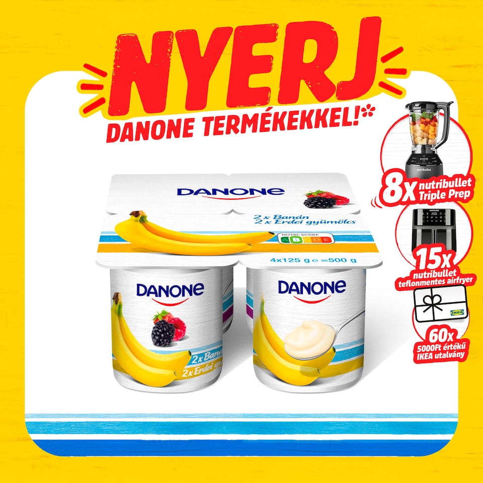 Danone Banana & Forest Fruit Flavoured Low-Fat Yoghurt with Live Cultures 4 x 125 g (500 g)