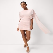 F&F Ruched Draped Mini Dress in Pink