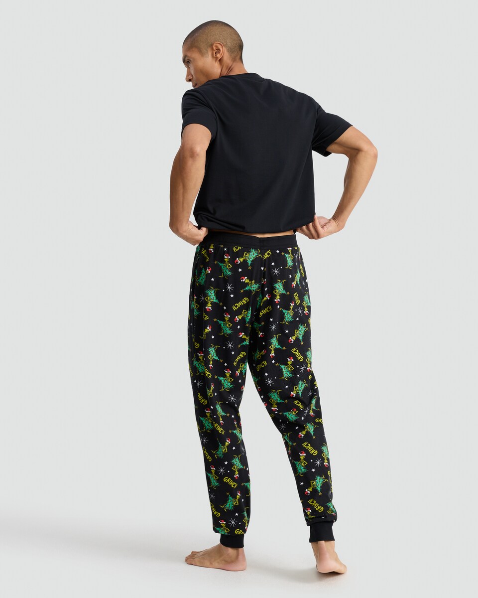 image 1 of The Grinch Print Pure Cotton Pyjama Bottoms in Multi