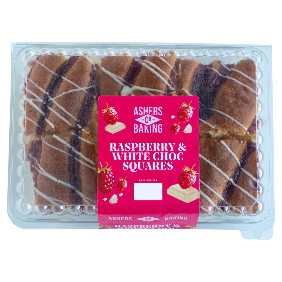 Ashers Raspberry & White Chocolate Sponge Square6pk