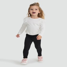 F&F Girls 3-Pack Cotton Rich Lace Trim Leggings in Black