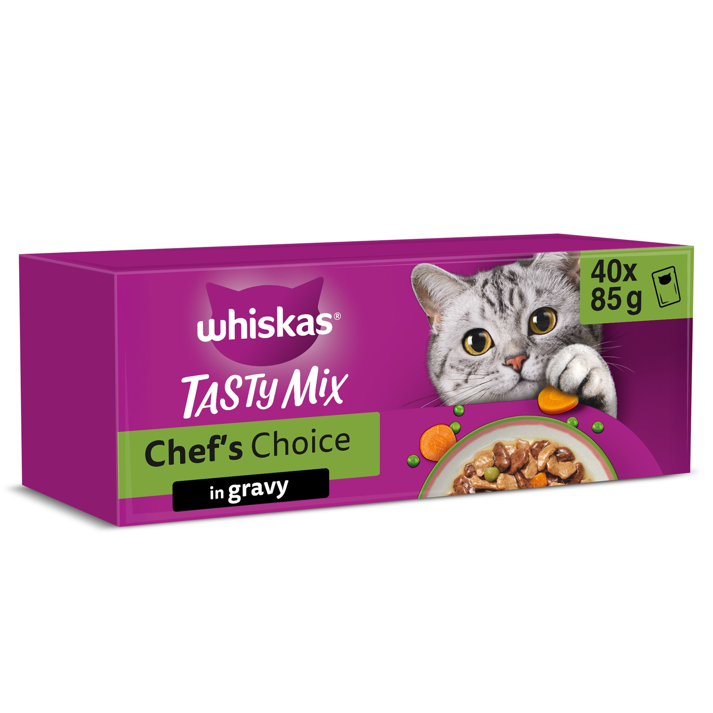 Whiskas Tasty Mix Chef's Choice Adult Wet Cat Food Pouches Gravy 40x85g
