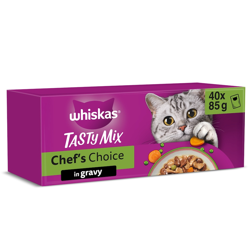 image 1 of Whiskas Tasty Mix Chef's Choice Cat Food Pouches Gravy 40x85g