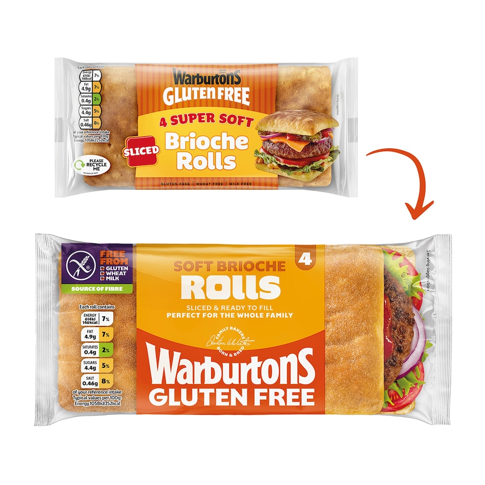 image 1 of Warburtons Gluten Free Soft Brioche Rolls 4 pack