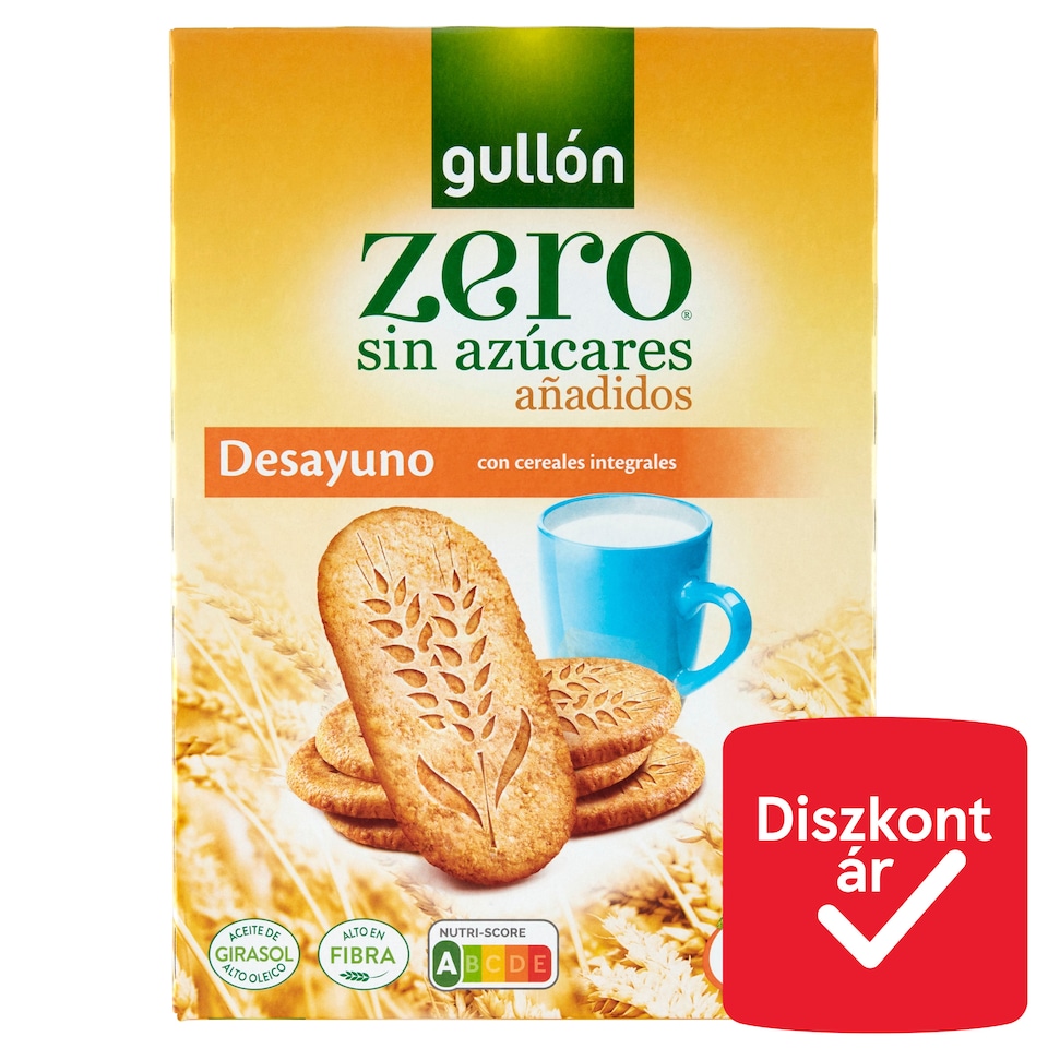 Gullón Zero teljes kiőrlésű gabonával készült reggeliző keksz édesítőszerrel 6 x 36 g (216 g)  1. kép