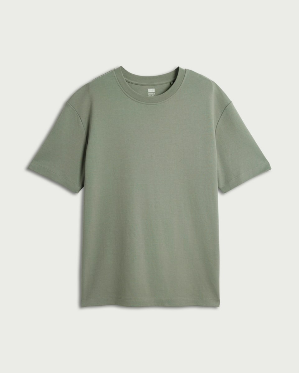 image 1 of F&F Pure Cotton Crew Neck T-Shirt in Green