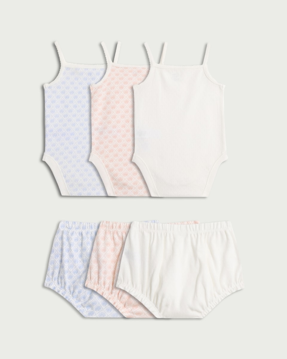 image 1 of F&F Baby 3-Pack Pure Cotton Vests and Bloomers Sets in White