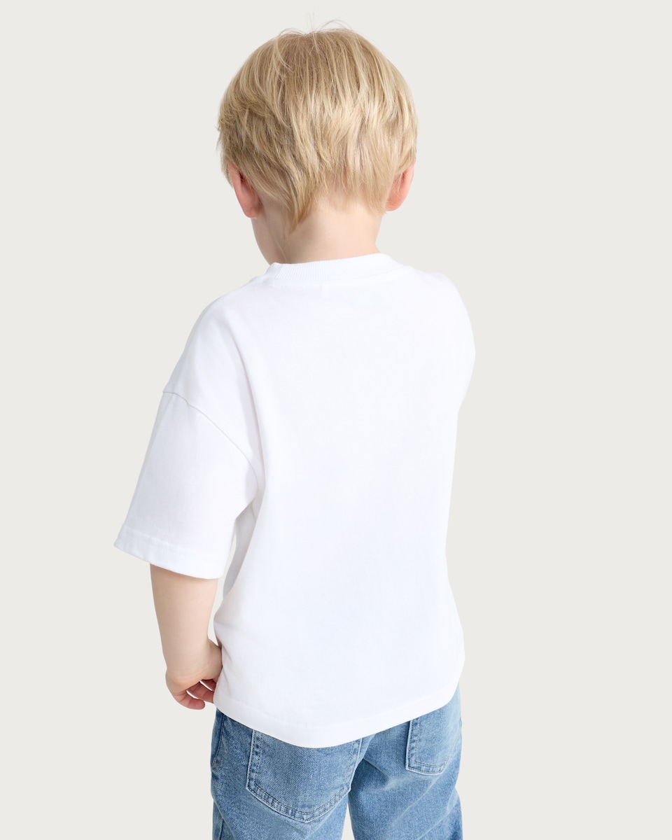 image 1 of F&F Boys Pure Cotton Cute Little Heartbreaker T-Shirt in White