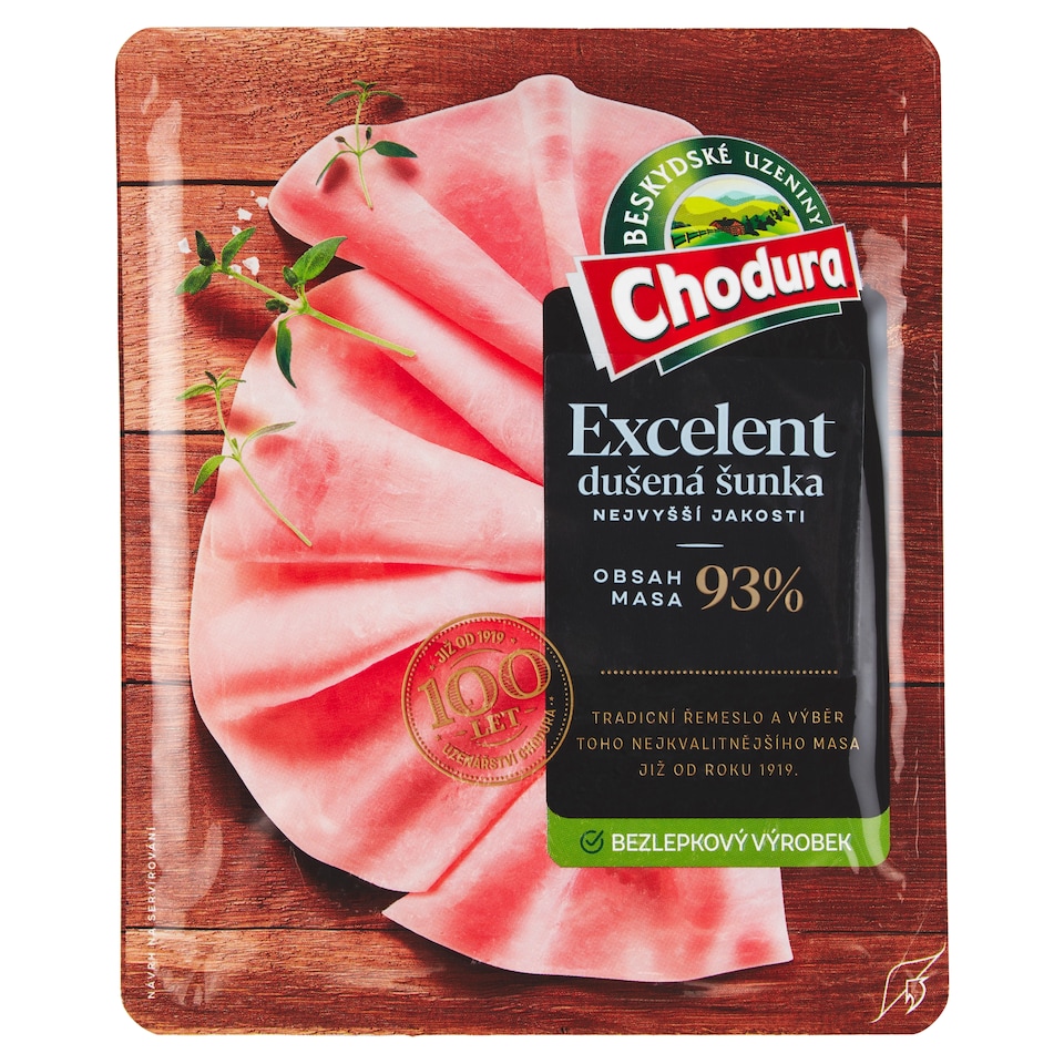 Obrázek 1 pro produkt Chodura Excelent dušená šunka nejvyšší jakosti 100g