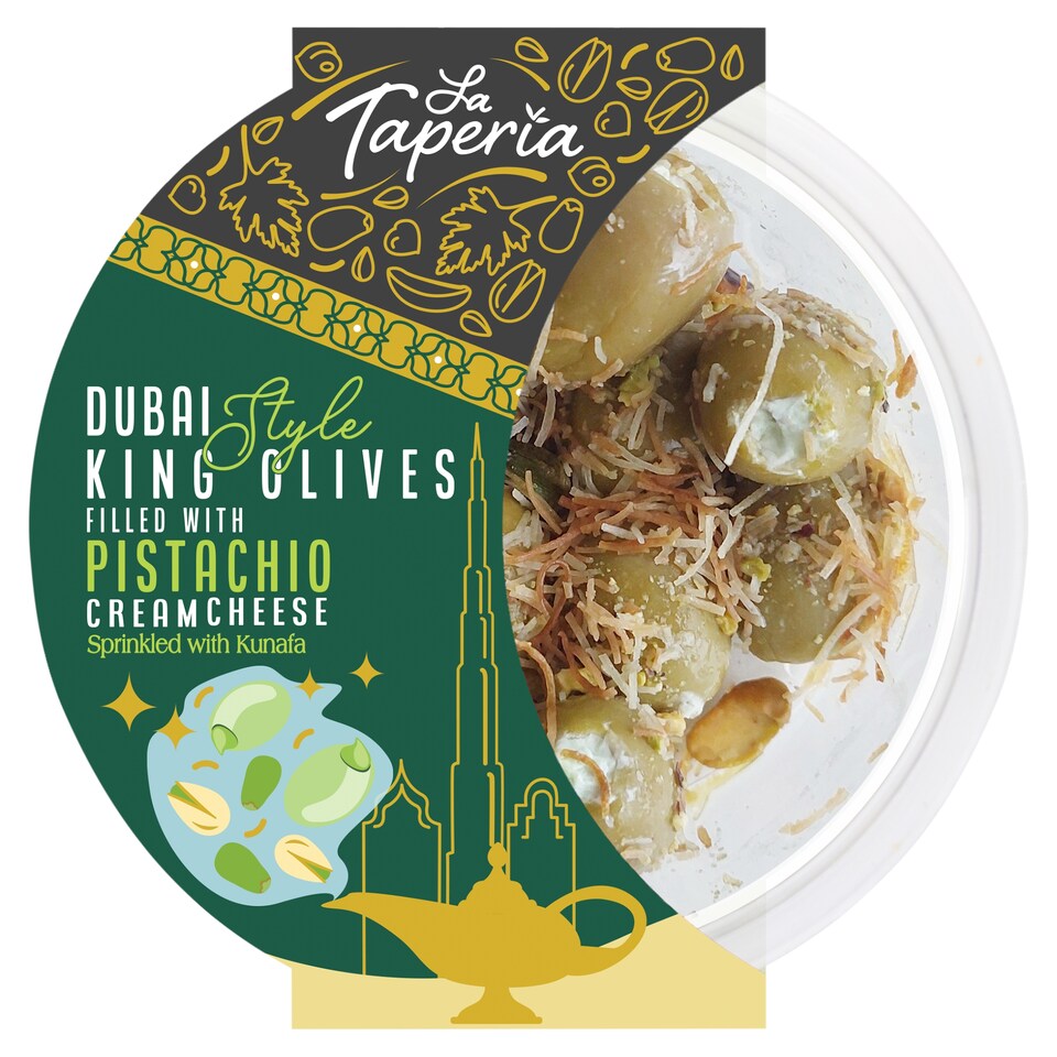 LA TAPERIA DUBAI STYLE KING OLIVES FILLED WITH PISTACHIO CREAM CHEESE 150g