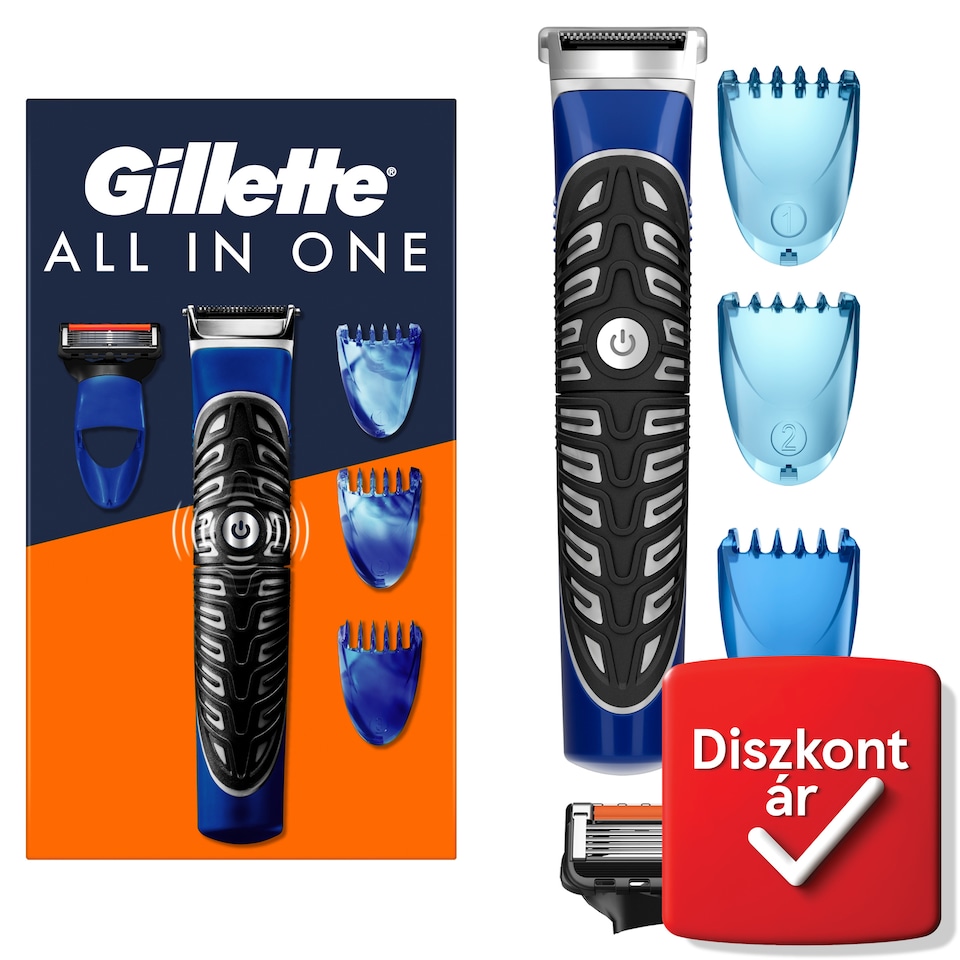 Gillette 4az1-ben Precíziós Testszőrzet- és Szakálltrimmelő, Borotva és Kontúrformázó  1. kép