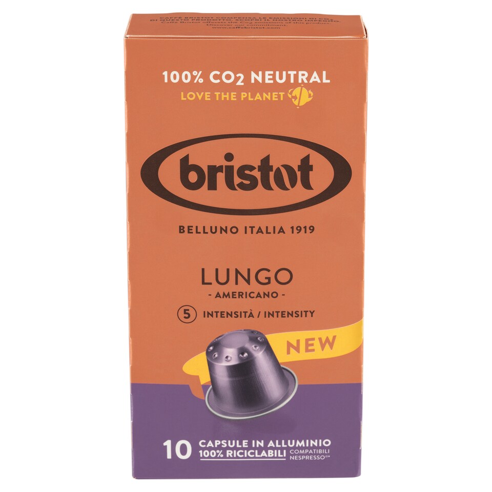Obrázek 1 pro produkt Bristot Lungo Americano pražená mletá káva 10 kapslí 55g