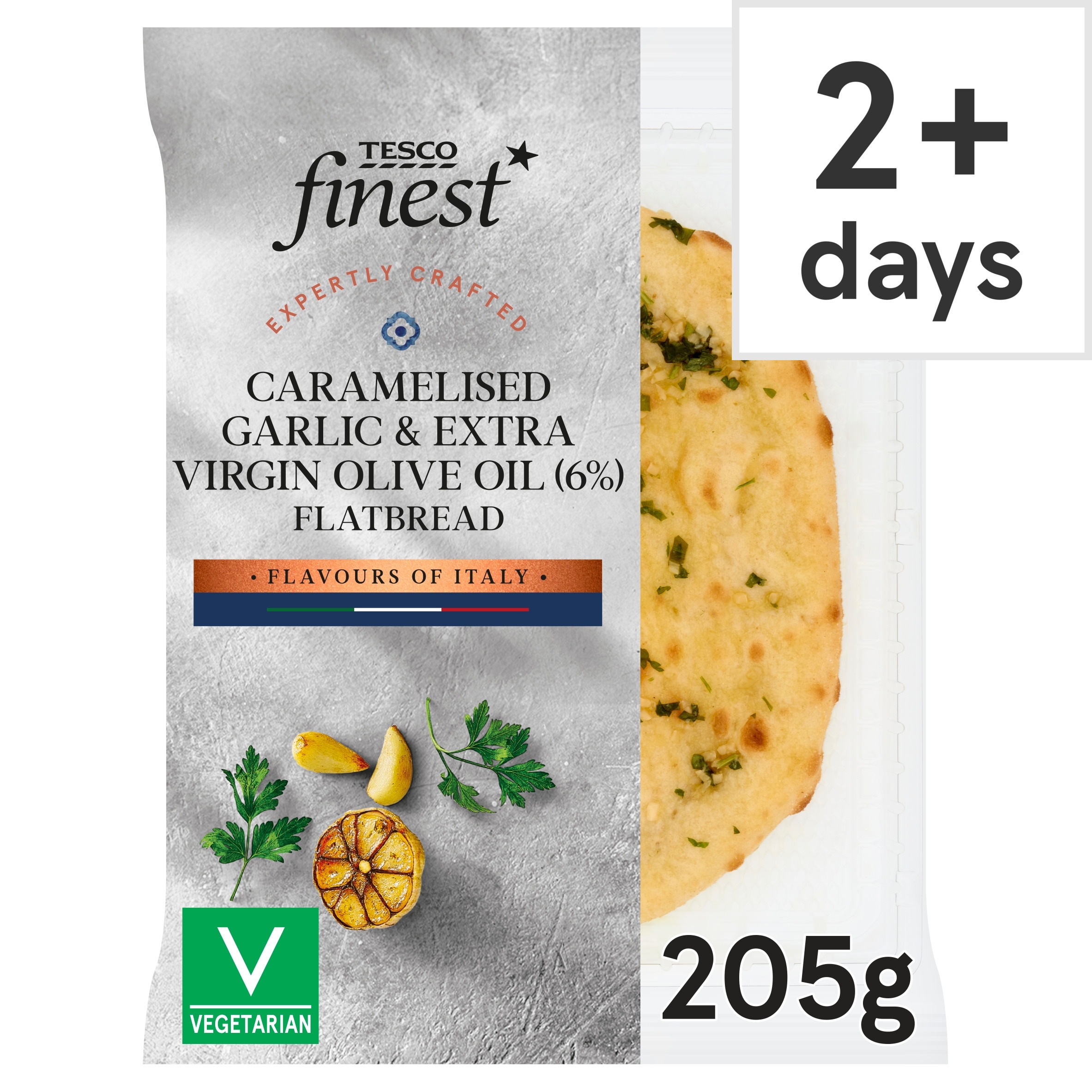 Tesco Finest Caramelised Garlic & Extra virgin Olive Oil Flatbread 205g