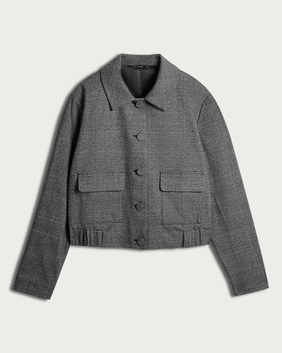 image 1 of F&F Check Cropped Jacket in Black