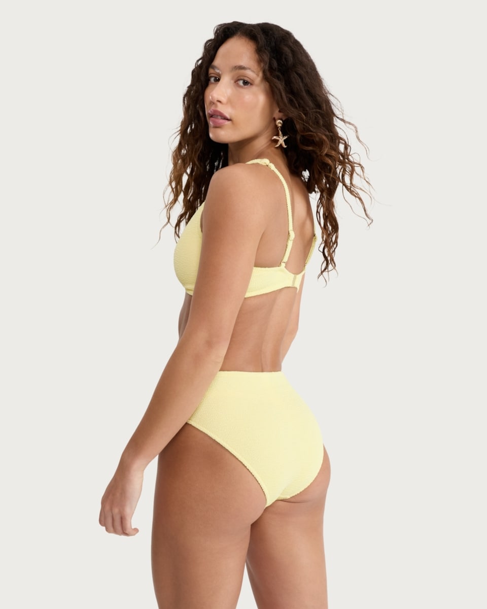 image 1 of F&F Textured Starfish Accent Bikini Top in Yellow