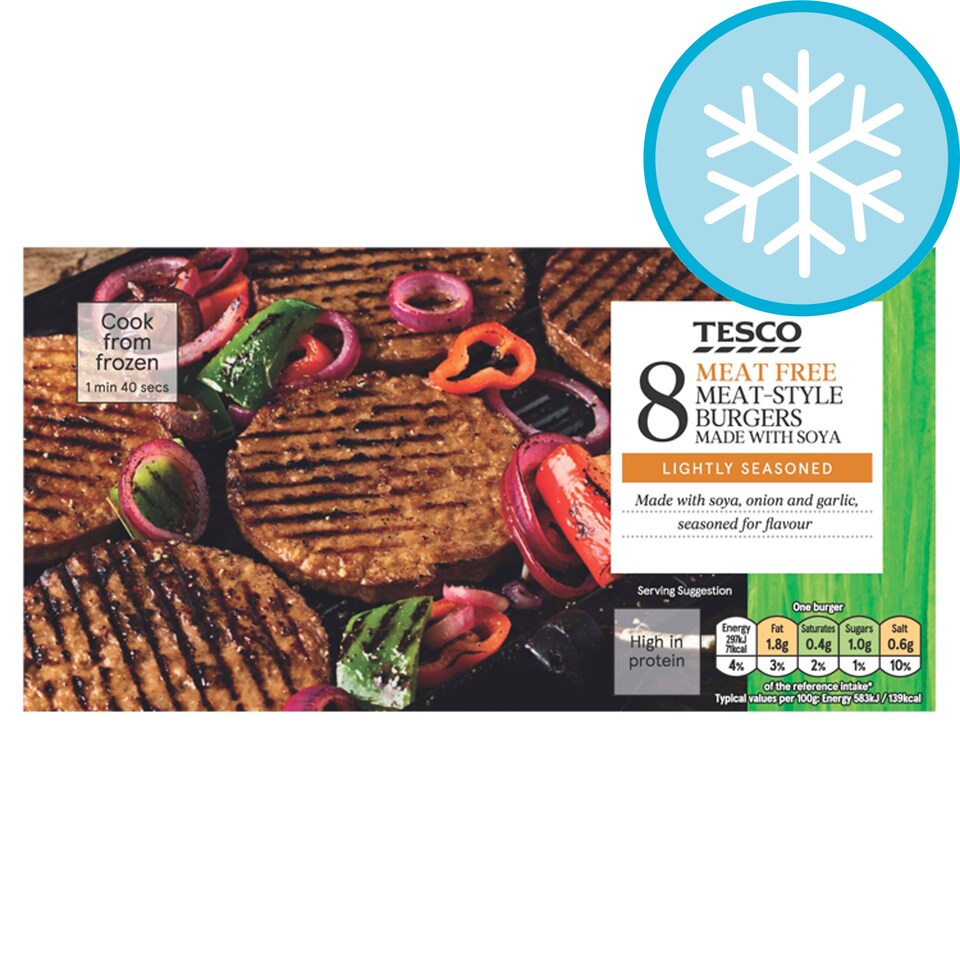 Tesco Meat Free 8 Burgers 454G