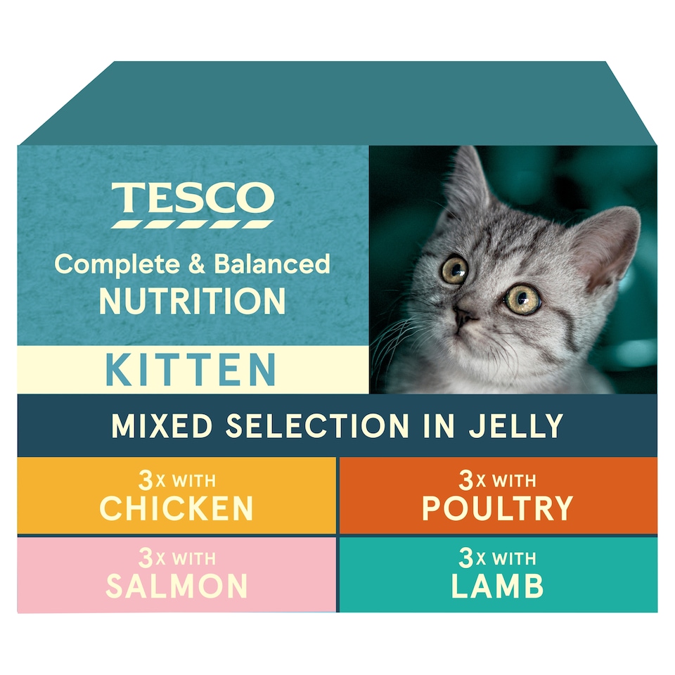image 1 of Tesco Kitten Food Mixed Selection In Jelly 12X100g