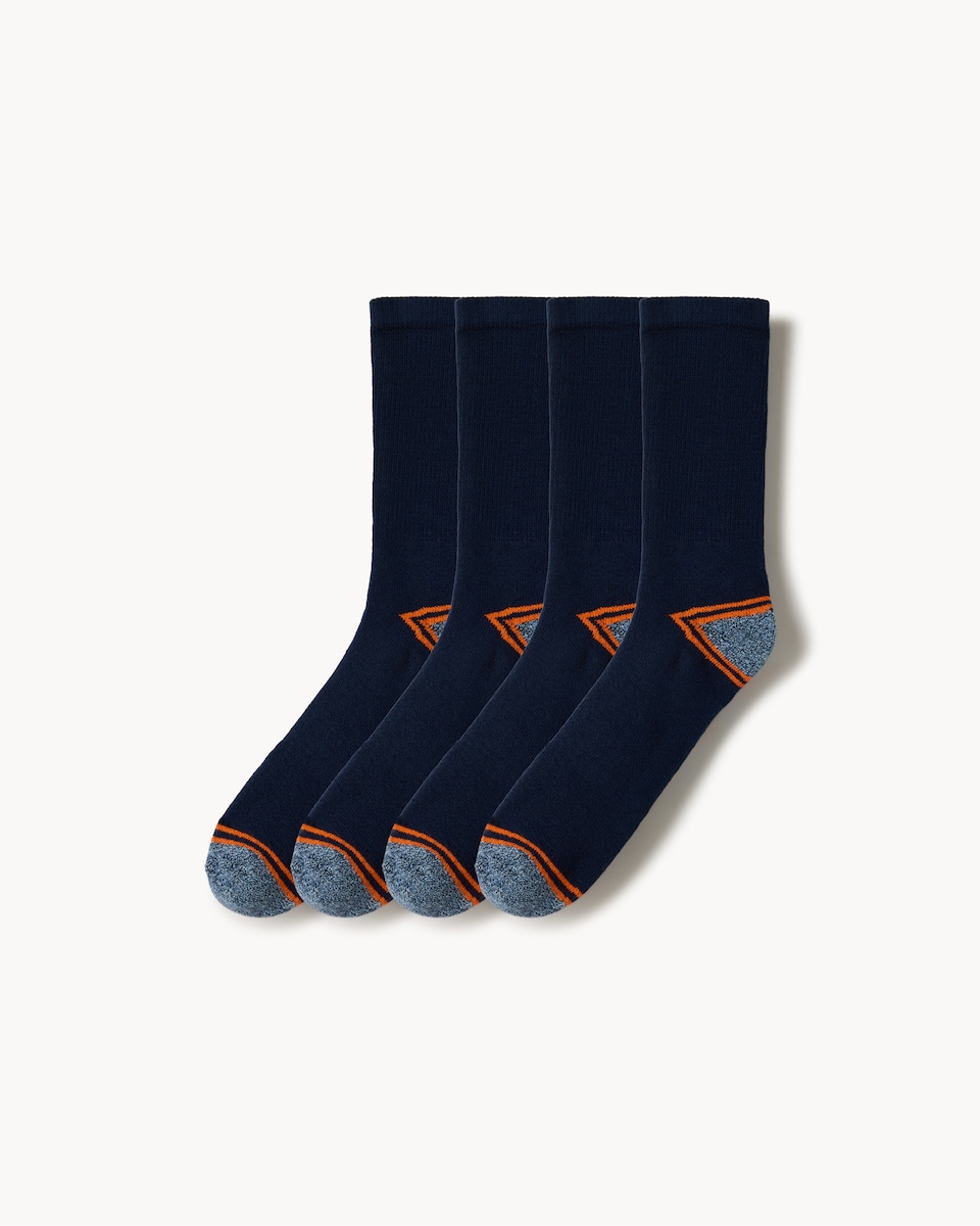 F&F 4-Pack Cotton Rich Workwear Socks in Navy