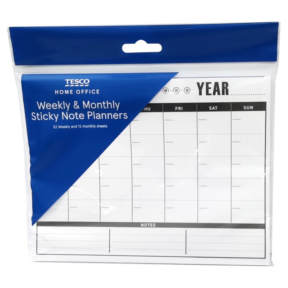 Tesco Sticky Note Weekly And Monthly Planners