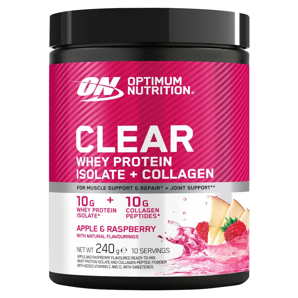 image 1 of Optimum Nutrition Clear Whey + Collagen Apple & Raspberry 240g