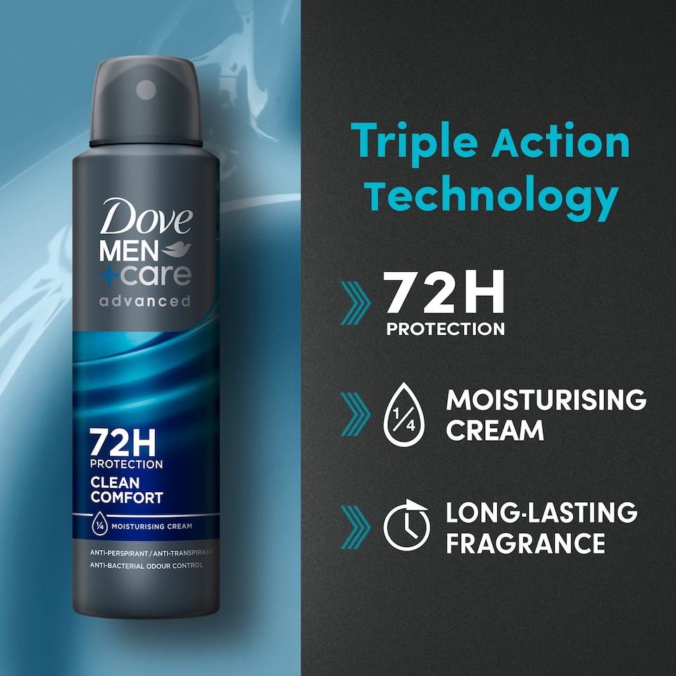 image 1 of Dove Men+Care Clean Comfort 72h Antiperspirant Deodorant 150ml