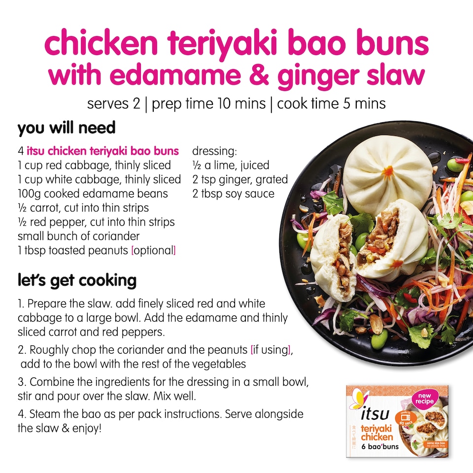 image 1 of itsu teriyaki chicken 6 bao buns 270g
