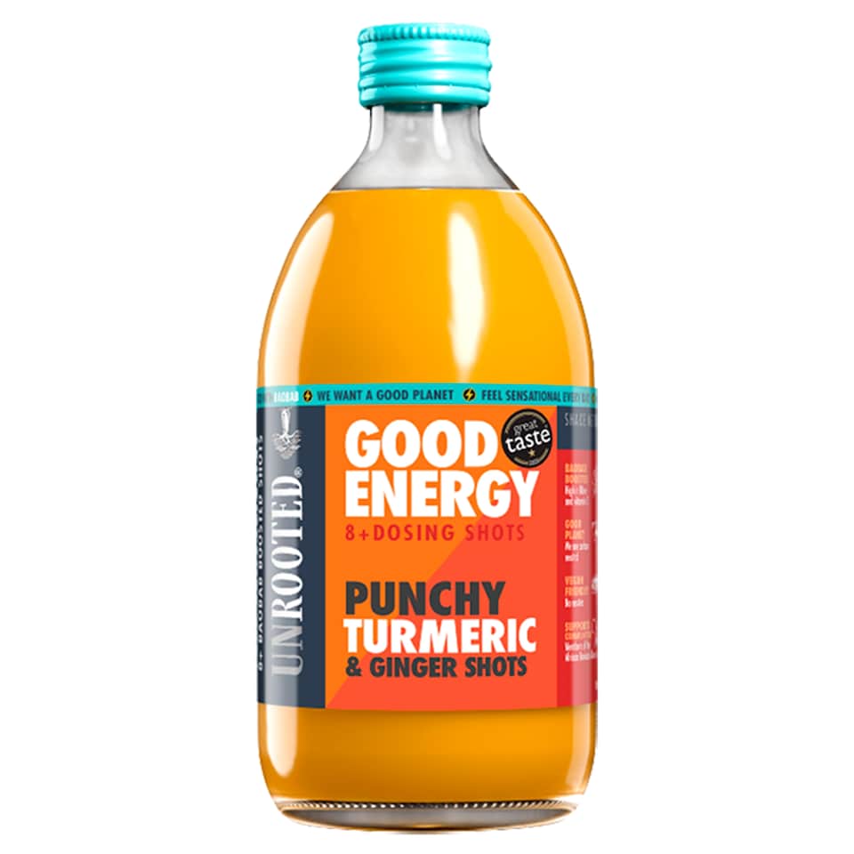 Unrooted Good Energy Punchy Turmeric and Ginger 8 Dosing Shots 500ml