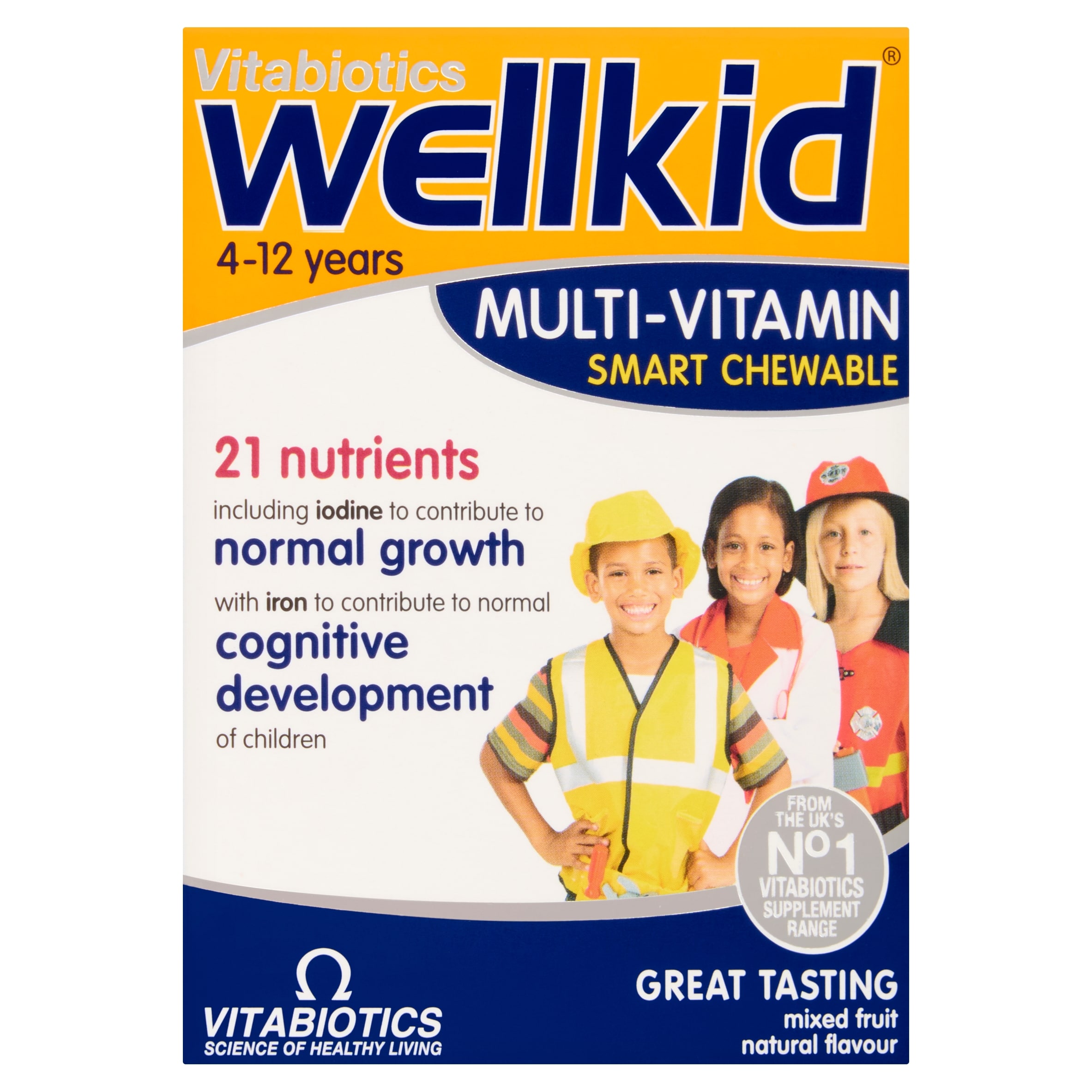 Vitabiotics Wellkid Multi-Vitamin Mixed Fruit Flavoured Chewable Tablets 30s