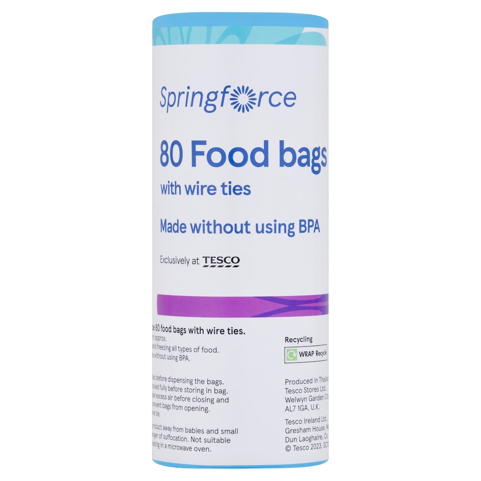 Springforce Food Bags with Wire Ties 80 Pack