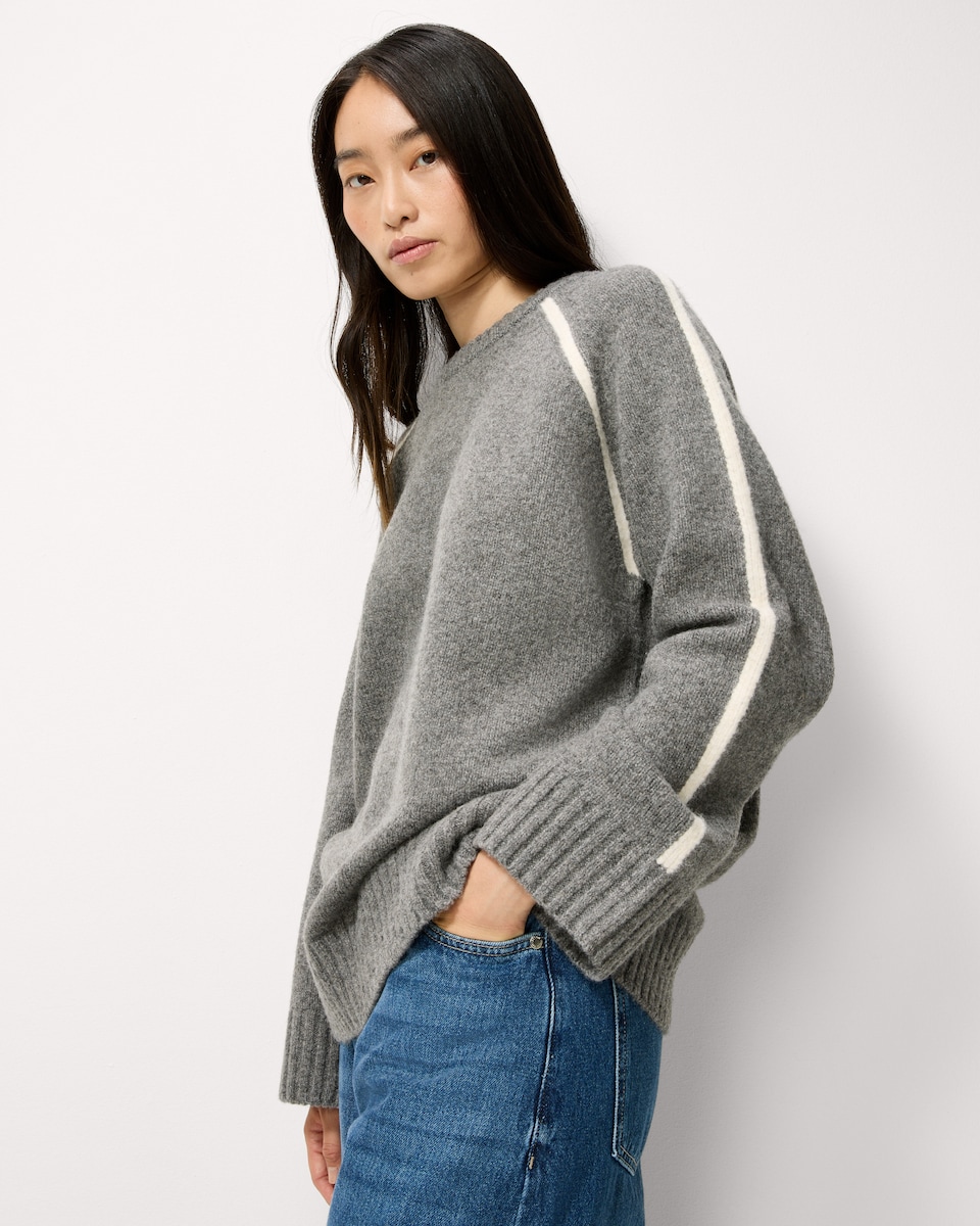 image 1 of F&F Tipped Knitted Jumper with Wool in Grey
