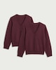 image 4 of F&F School Unisex 2-Pack Pure Cotton Knitted Cardigans in Burgundy