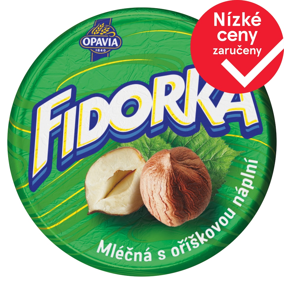 Opavia Fidorka Mléčná s oříškovou náplní, oplatka, zelená 30g