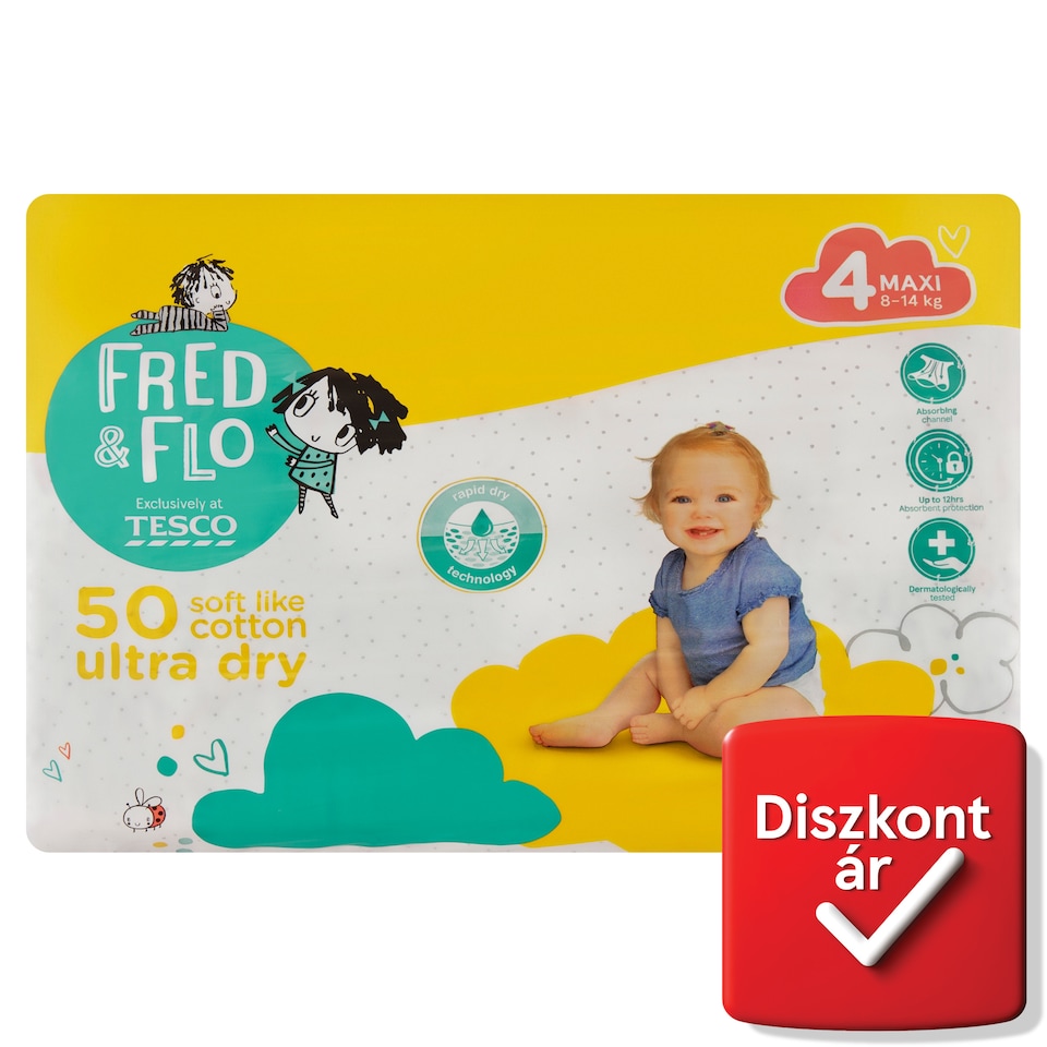 Fred & Flo 4 Maxi 8-14 kg pelenka 50 db  1. kép