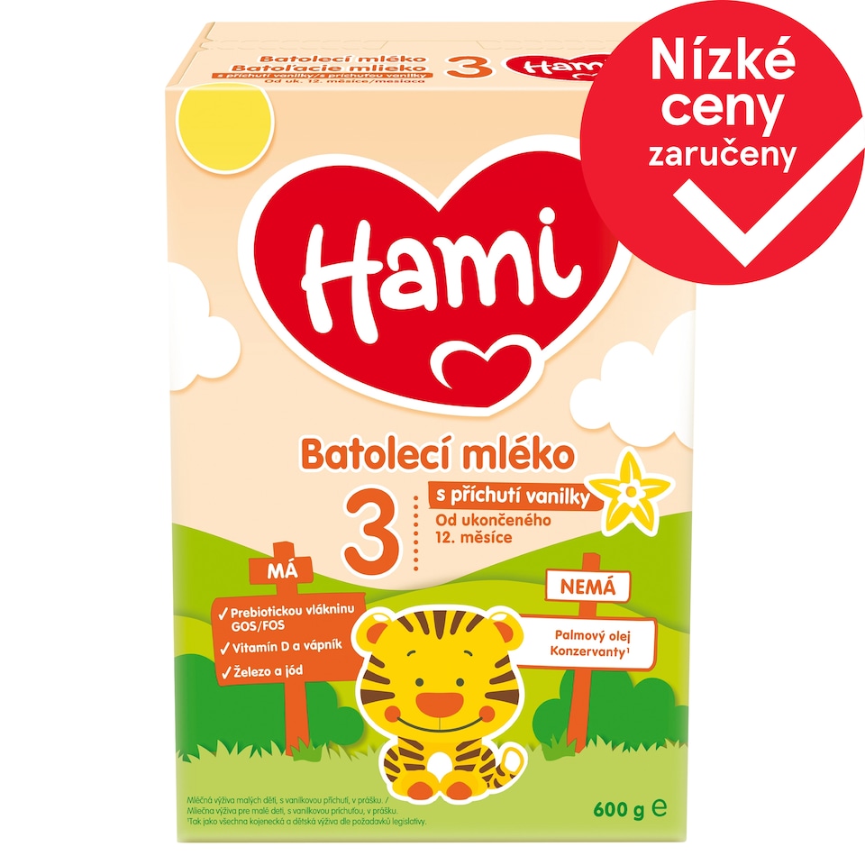 Obrázek 1 pro produkt Hami 3 batolecí mléko s příchutí vanilky od uk. 12. měsíce 600g