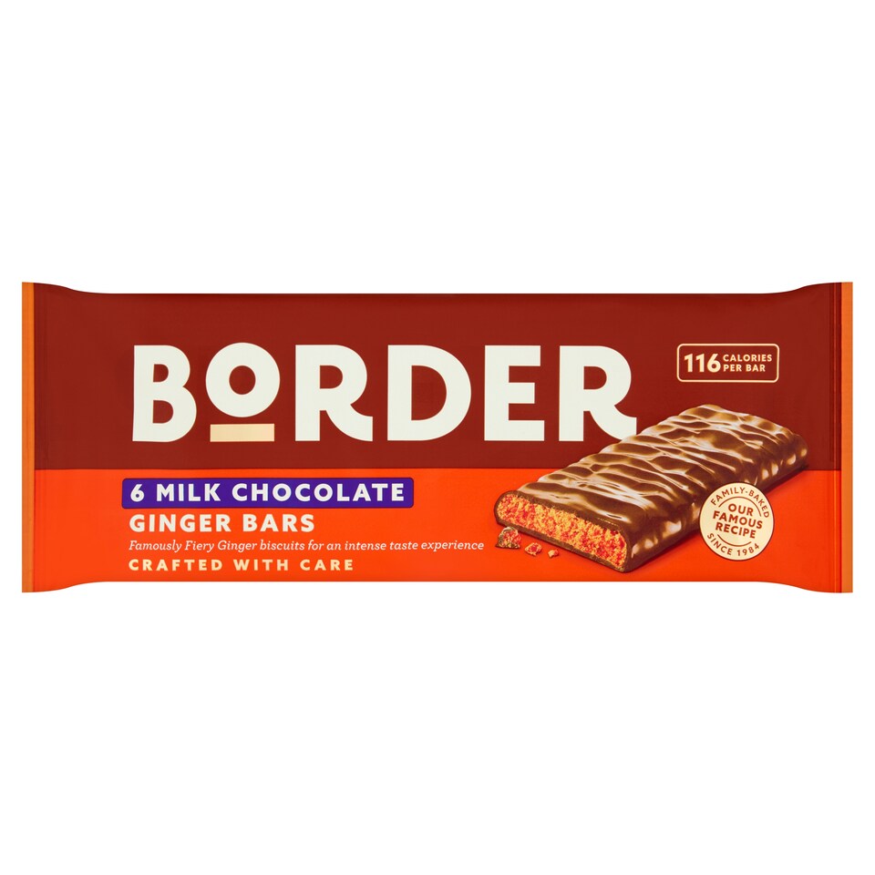 Border Milk Chocolate Ginger Biscuit Bars Multipack, 6x24g