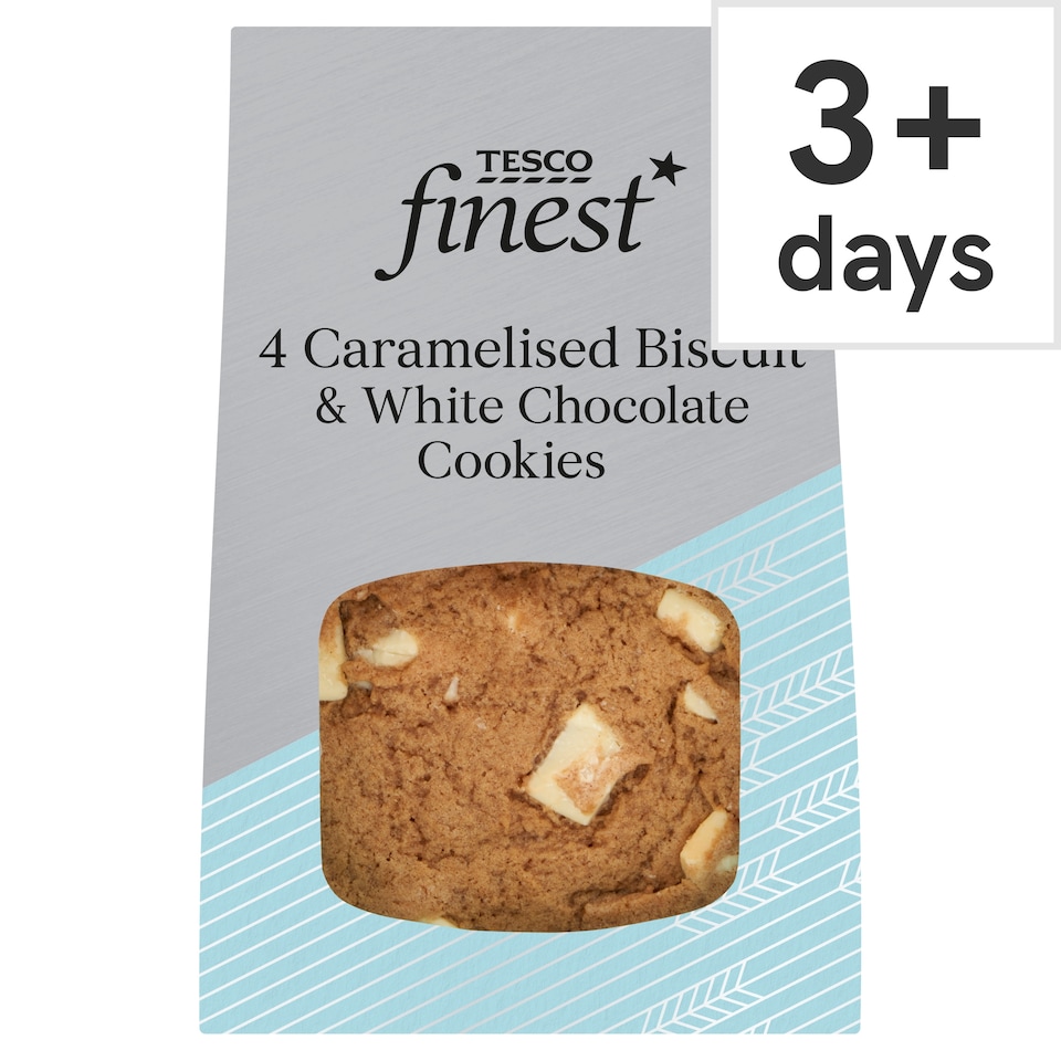 image 1 of Tesco Finest Caramelised Biscuit & Belgian White Chocolate Cookies 4 Pack