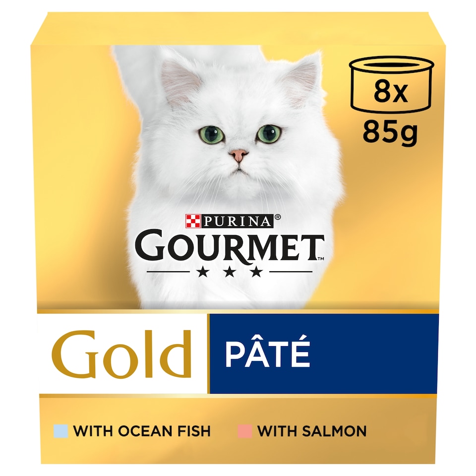 image 1 of Gourmet Gold Senior Cat Food Tinned Pate Salmon 8X85g