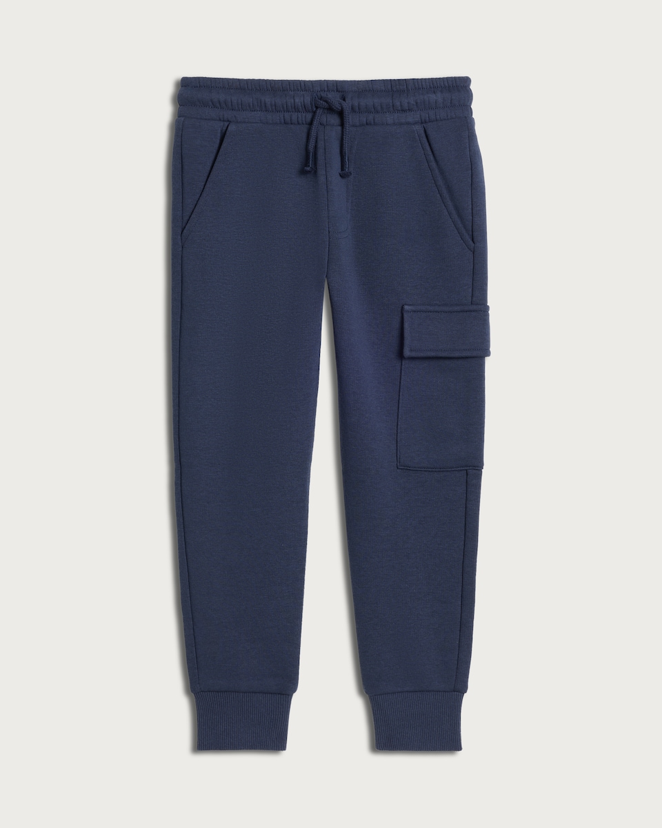 image 1 of F&F Boys Cotton Rich Cuffed Cargo Joggers in Navy