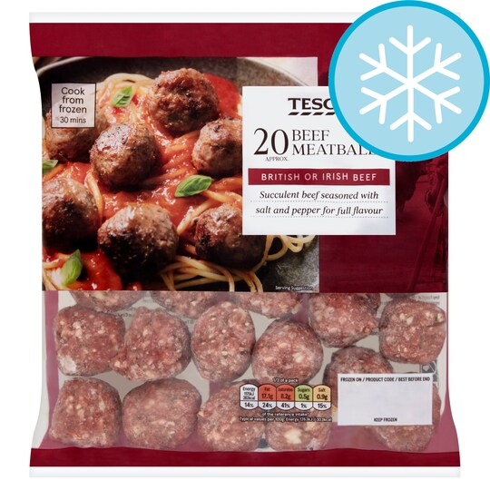 Tesco 20 Beef Meatballs 400g Tesco Groceries