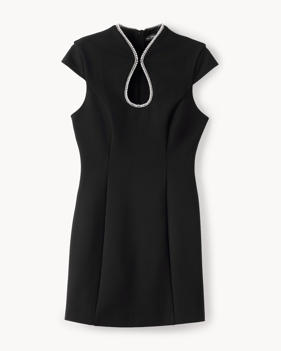 image 1 of F&F Ponte Embellished Mini Dress in Black