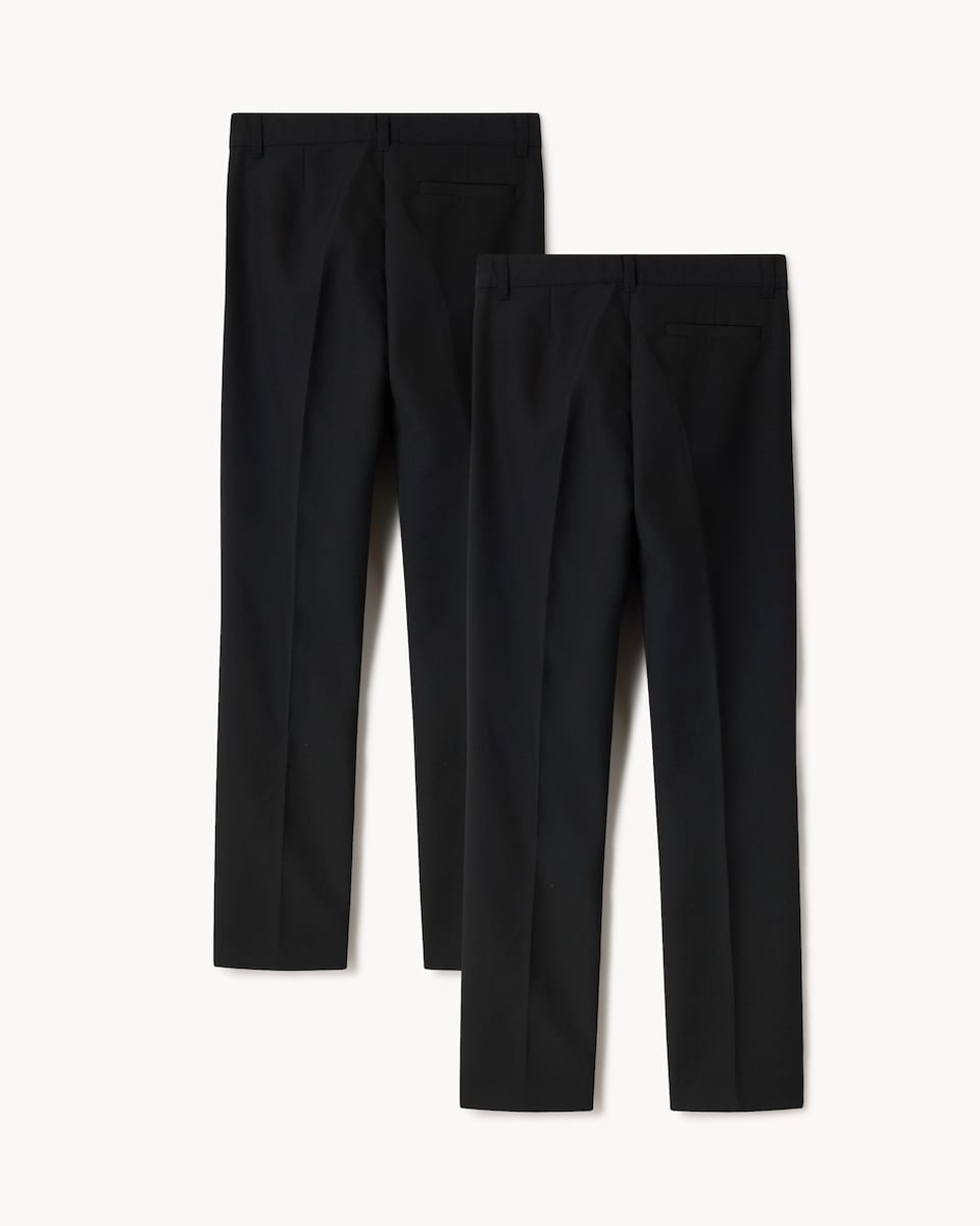 image 1 of F&F School Boys 2-Pack Slim Fit Longer Length Trousers in Black