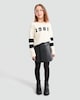 image 2 of F&F Girls Faux Leather Pleated Skort in Black