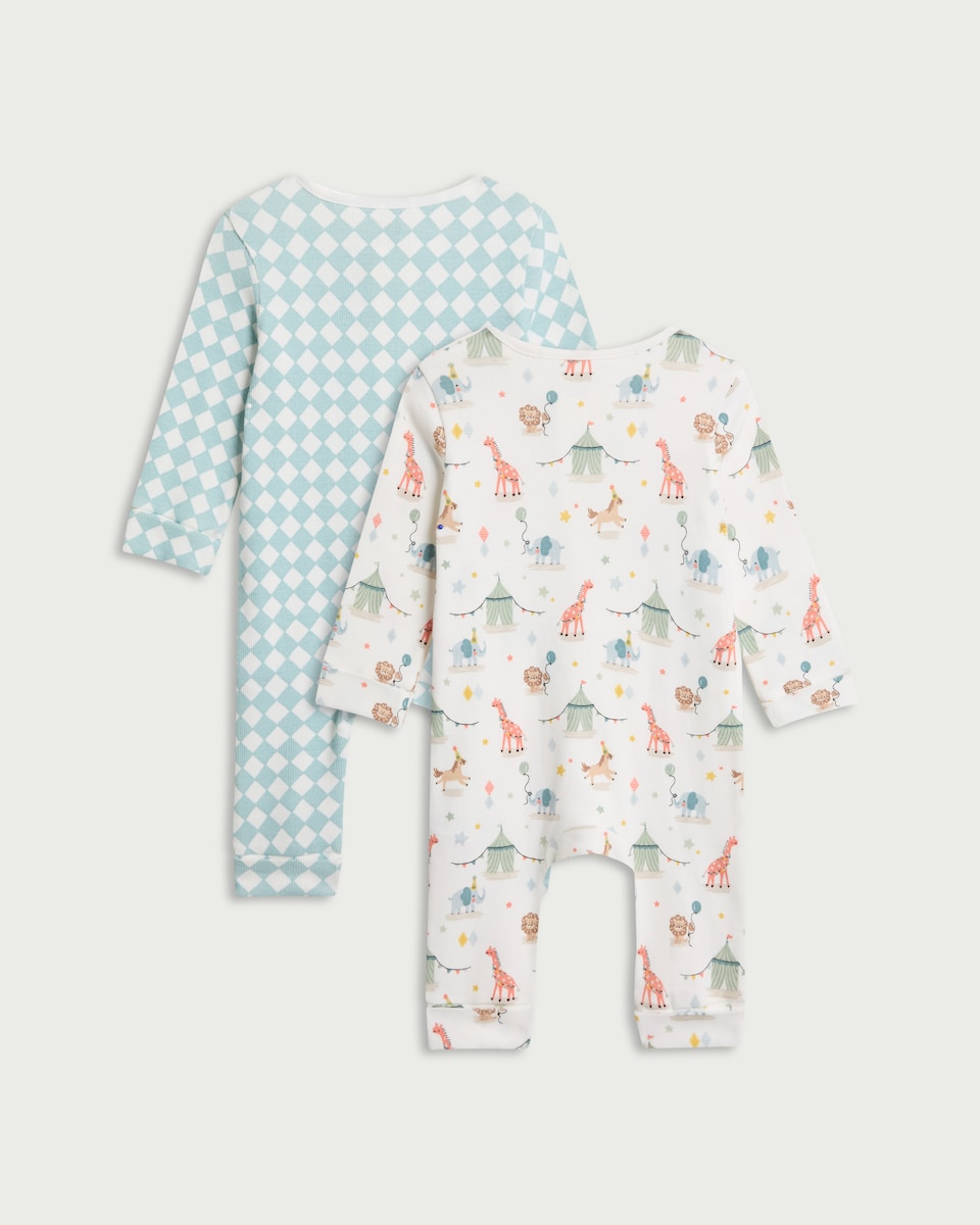 image 1 of F&F Baby 2-Pack Cotton Rich Sleepsuits in White