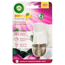 Air Wick Essential Oils Elektrický osvěžovač vzduchu strojek a náplň měsíční lilie a satén 19ml