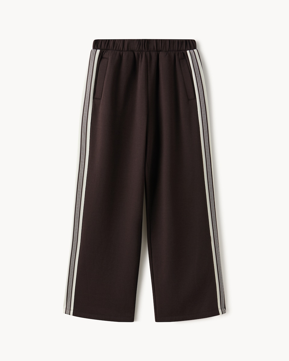 image 1 of F&F Active AFTERCLASS Side Stripe Wide Leg Co-ord Joggers in Chocolate